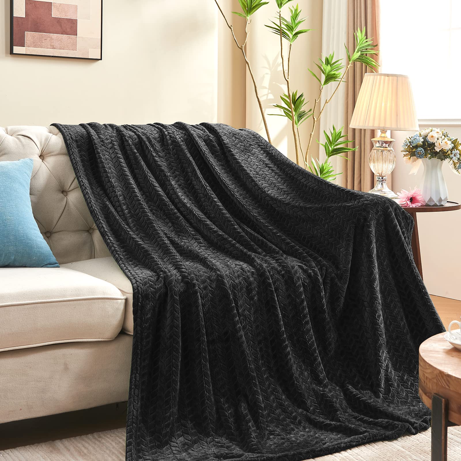 Amazon.com: inhand Black Fleece Twin Blanket, Super Soft Flannel